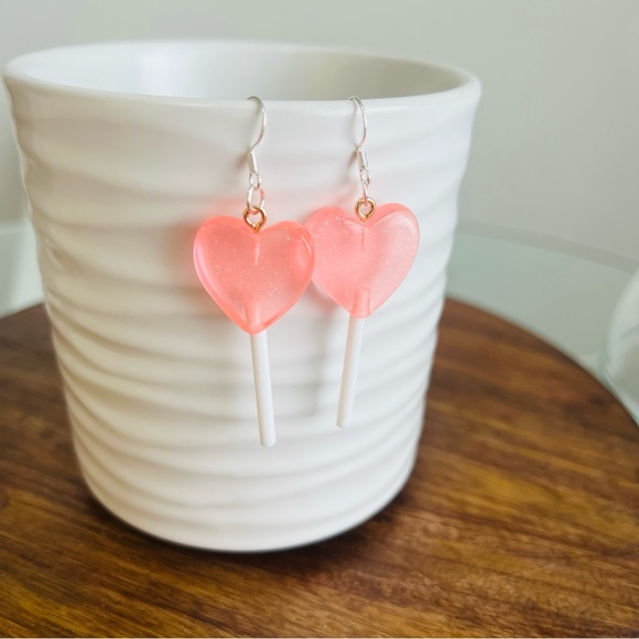 Sterling Silver Pink Lollipop Earrings - Picture 2 of 7